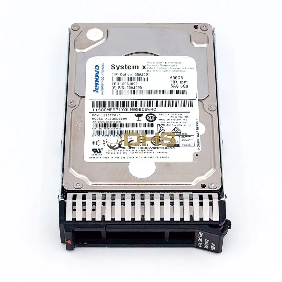 LENOVO - 00AJ092 - Lenovo 600GB 10K 6Gbps SAS 2.5in G3HS HDD